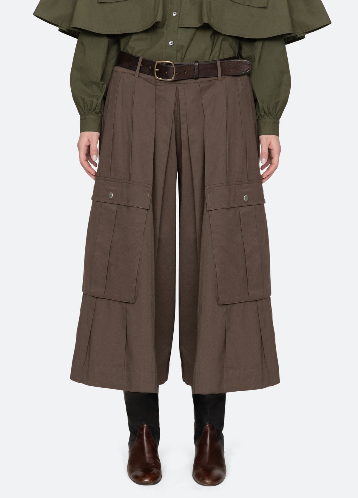 brown-tristan culottes-front view - 3