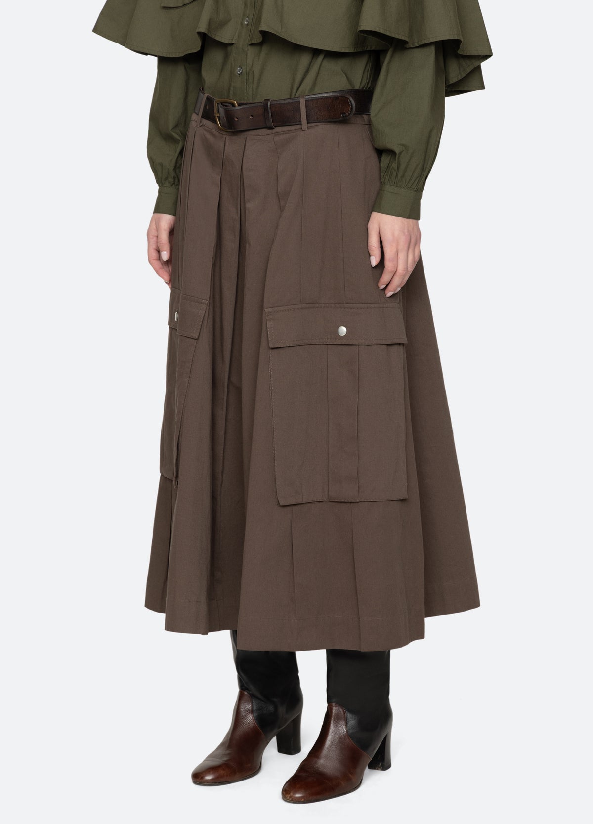 brown-tristan culottes-three quarter view - 6