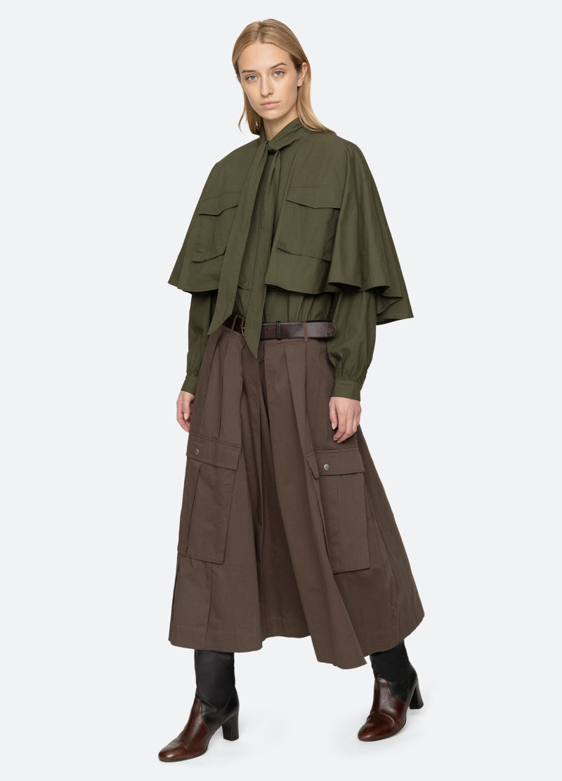 brown-tristan culottes-full body view - 2
