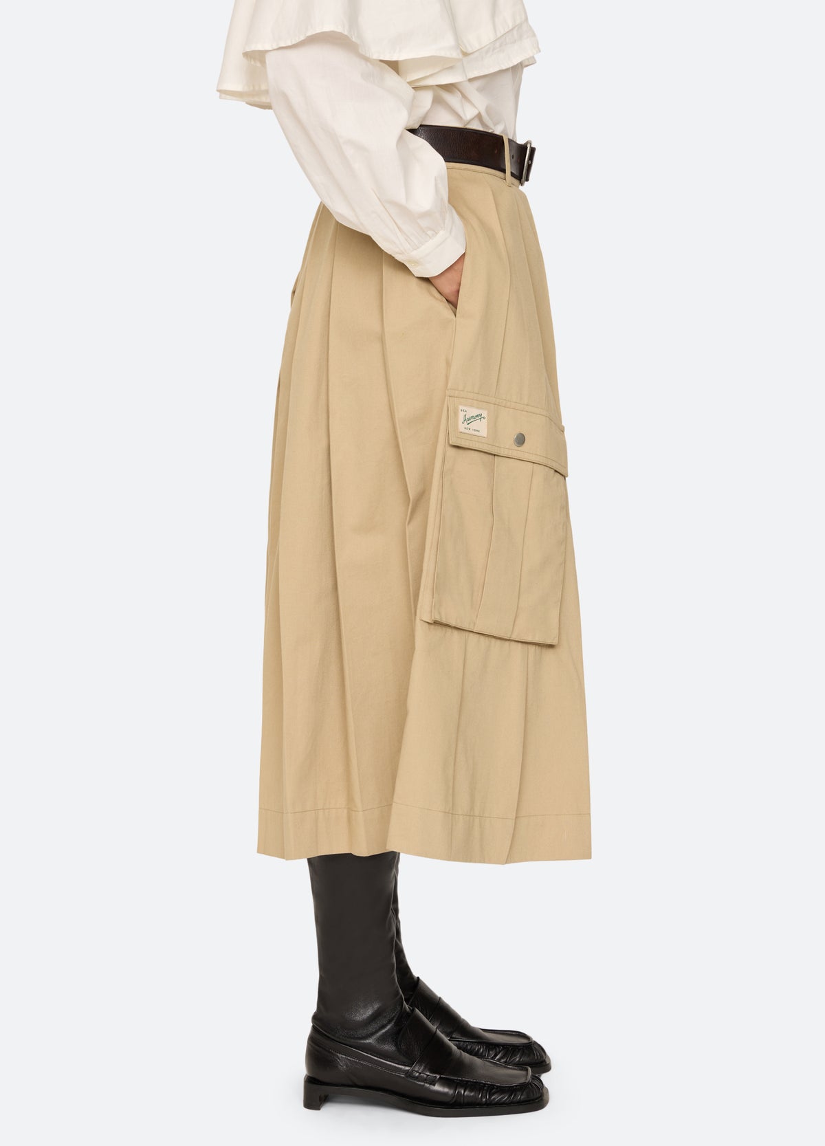 khaki-tristan culottes-side view - 10