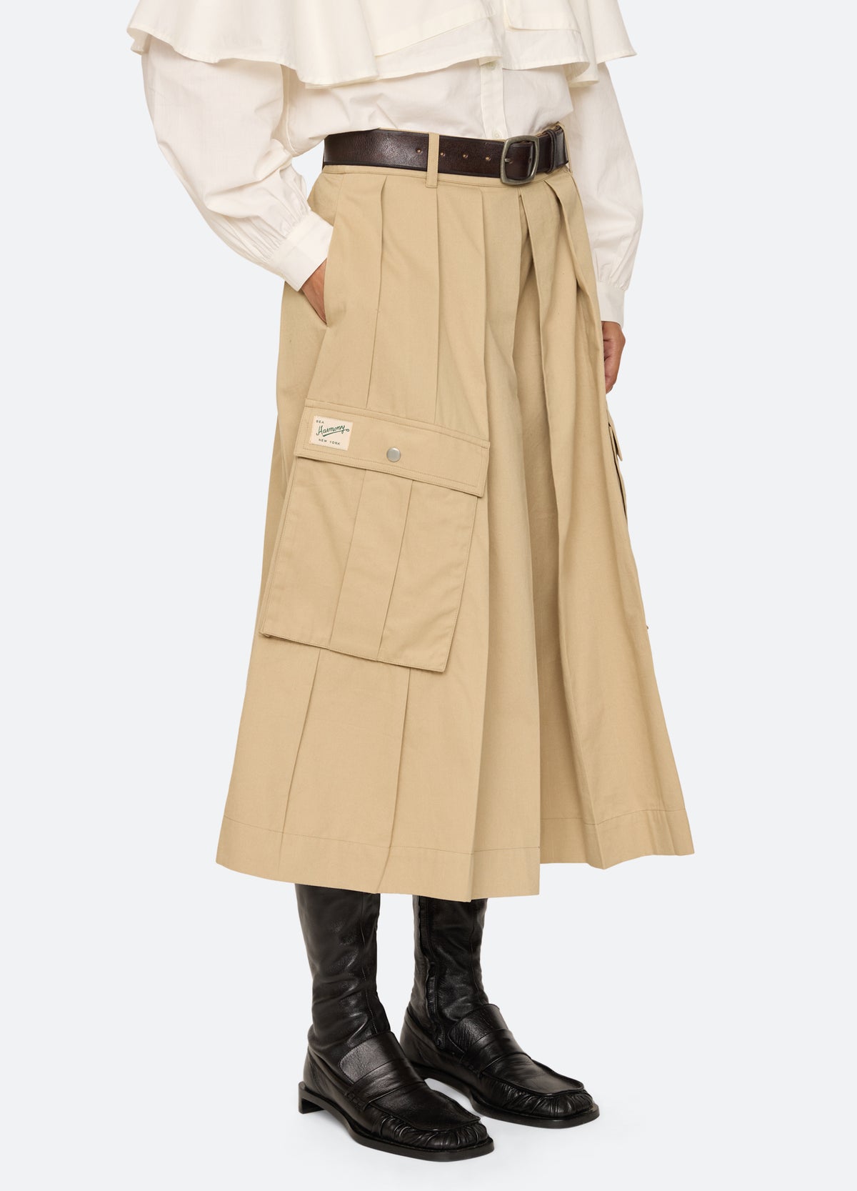 khaki-tristan culottes-three quarter view - 11