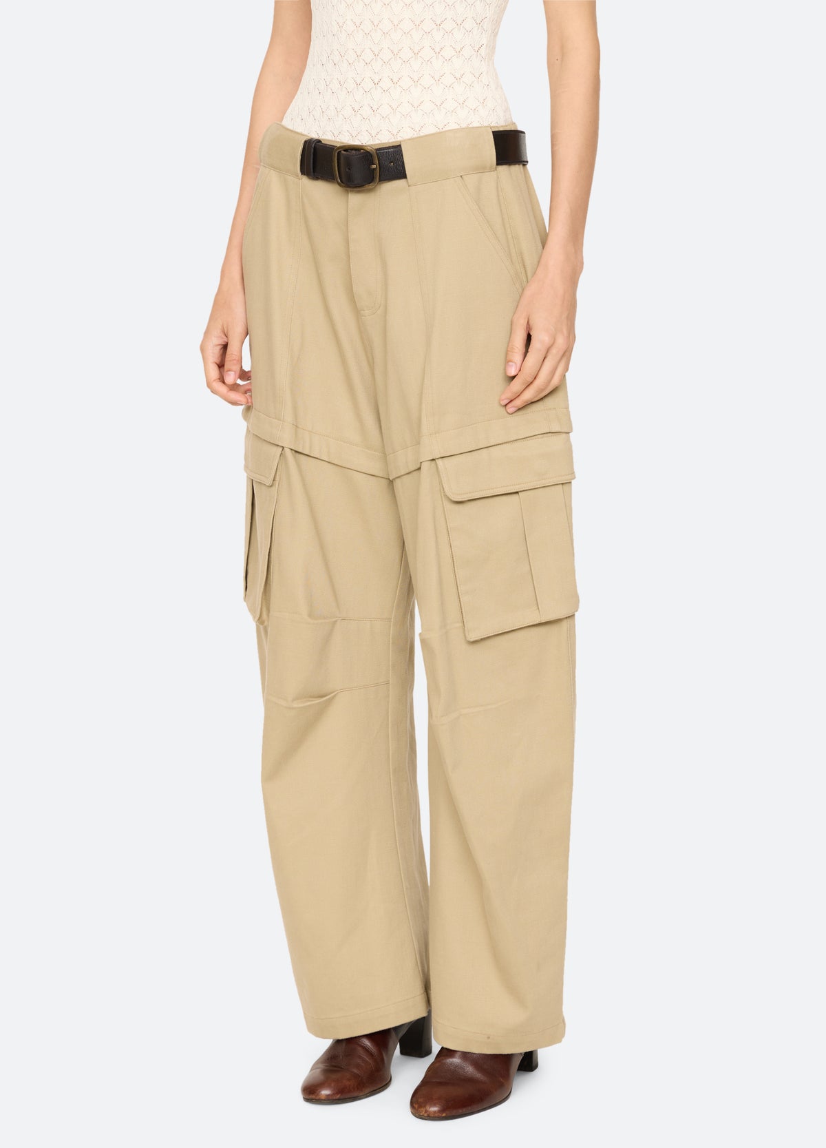 khaki-tristan pants-three quarter view - 12