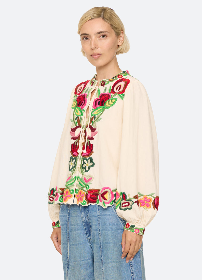cream-wilhelmina l/s top-three quarter view - 4