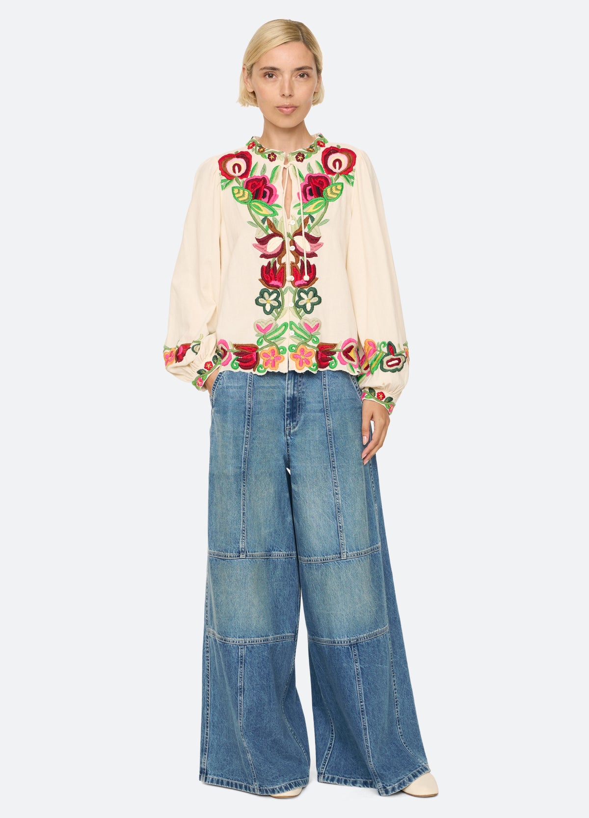 cream-wilhelmina l/s top-full body view - 7