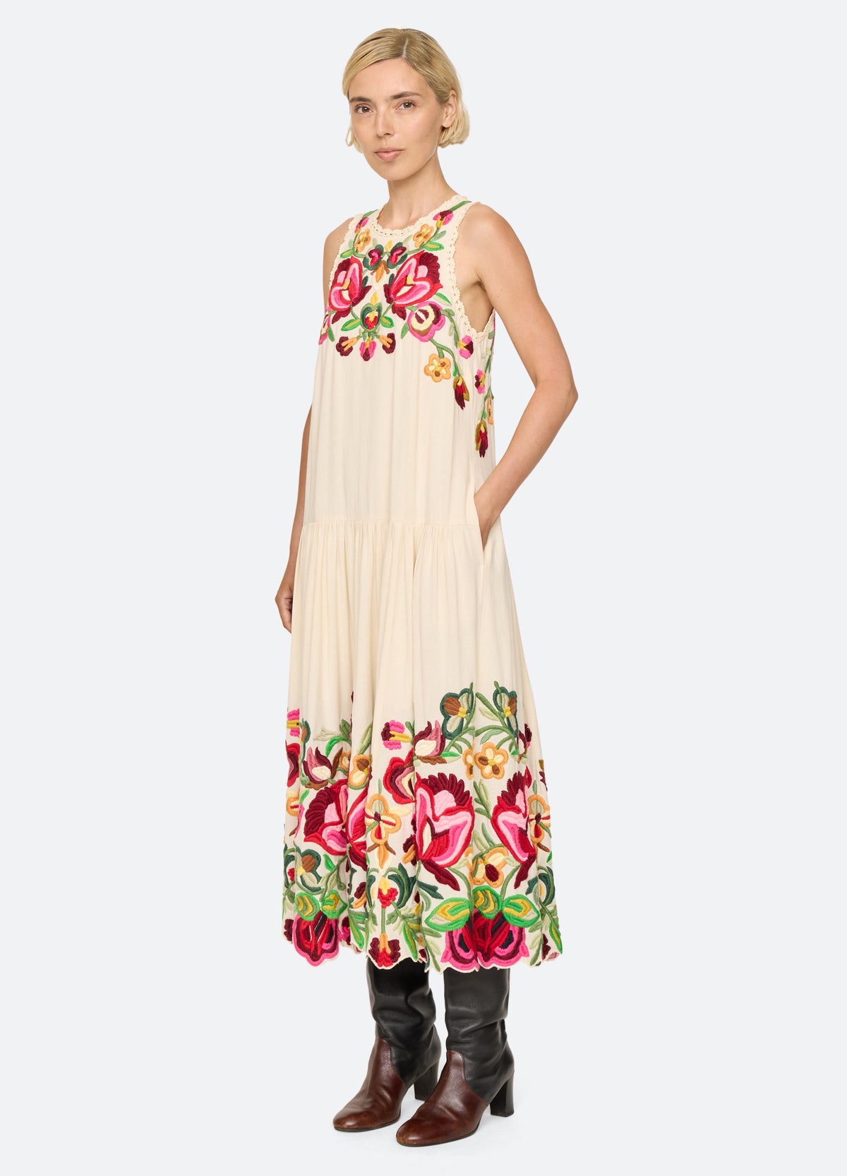 cream-wilhelmina dress-three quarter view - 5