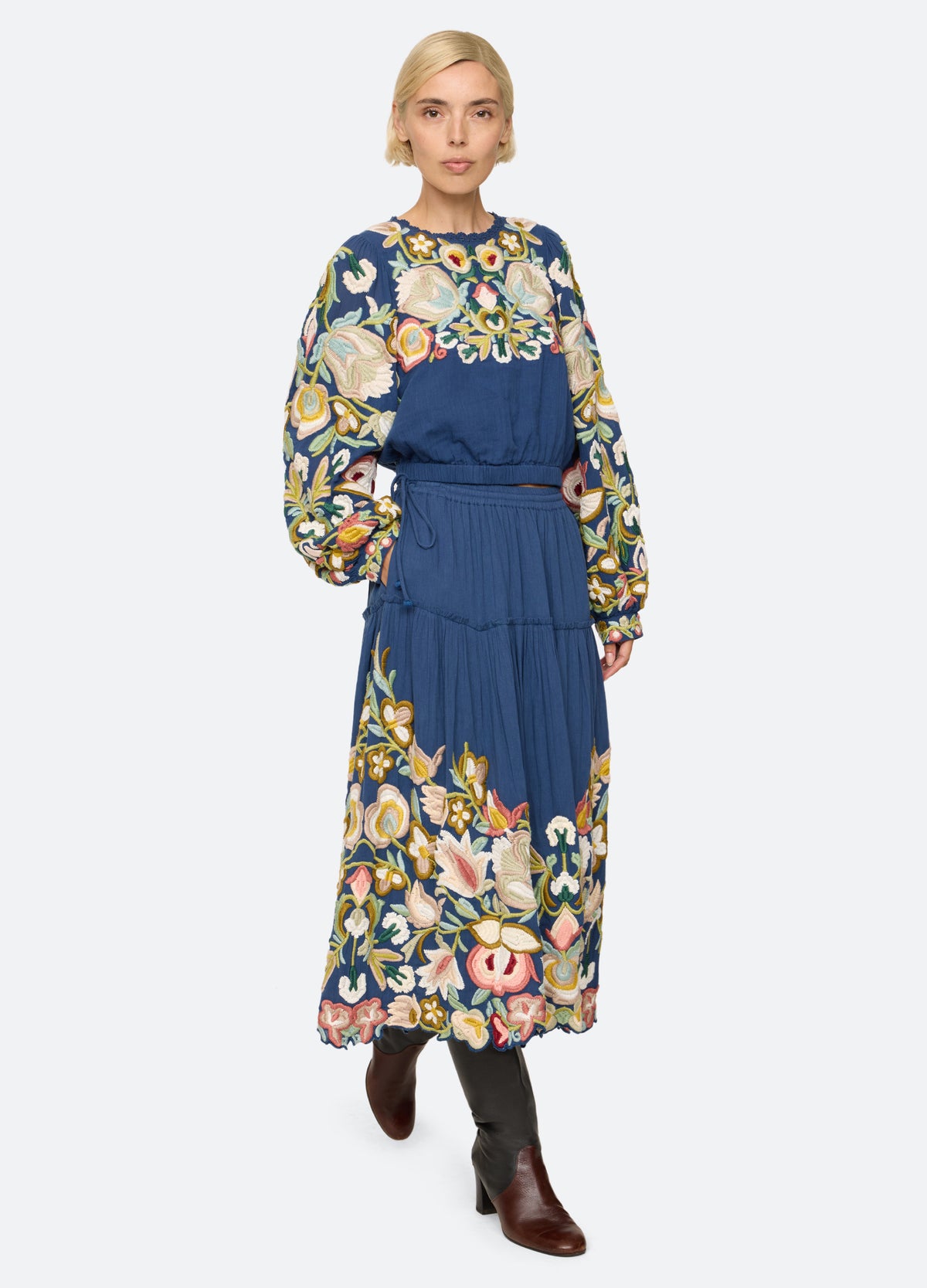 blue-wilhelmina skirt-walking view - 4
