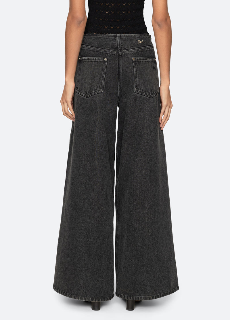black-zayna wide leg jeans-back view - 3