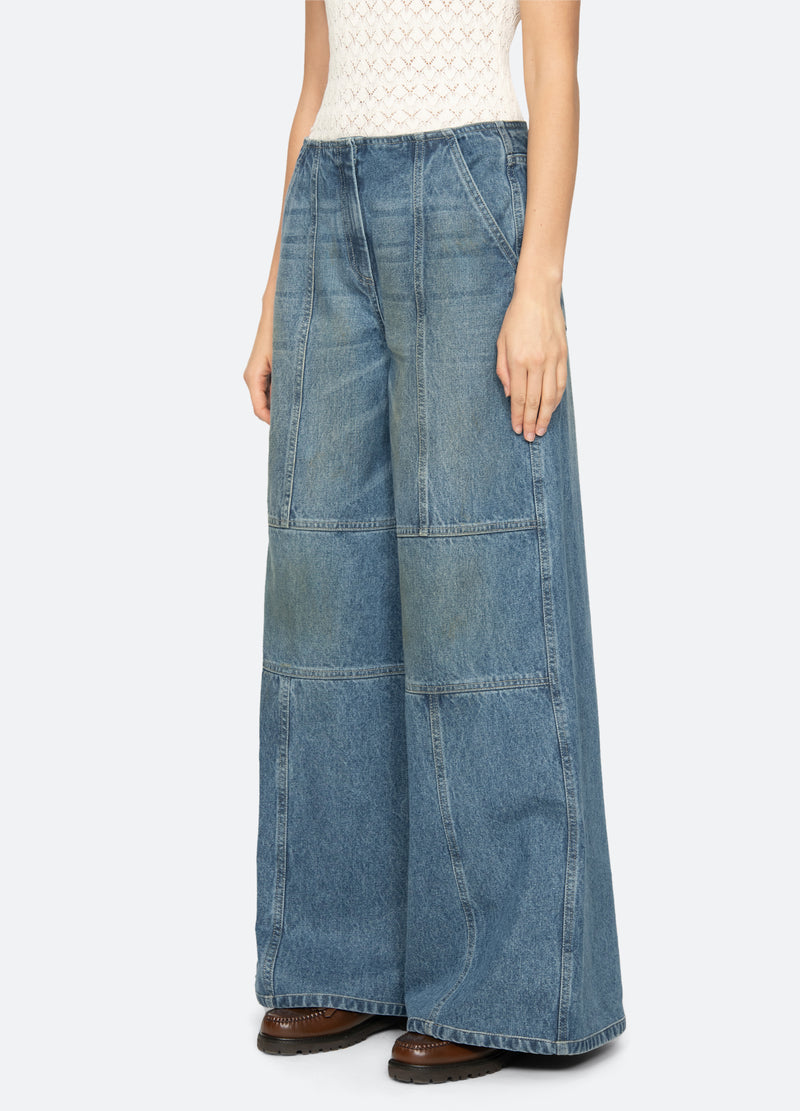 blue-zayna wide leg jeans-three quarter view - 11