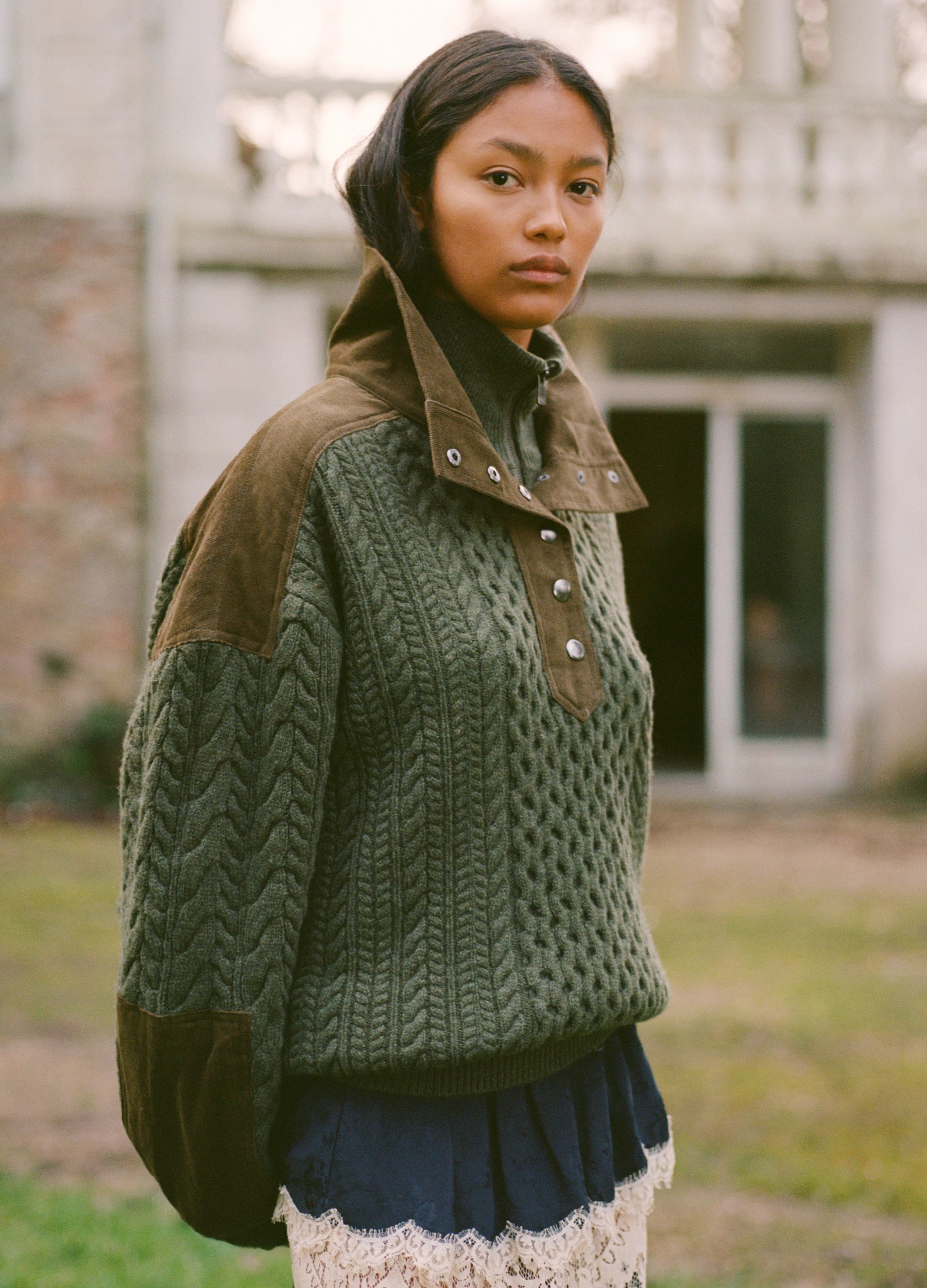 希少sea new york シーolive sweaterパフスリーブネイビー Sweaters – Sea, New York