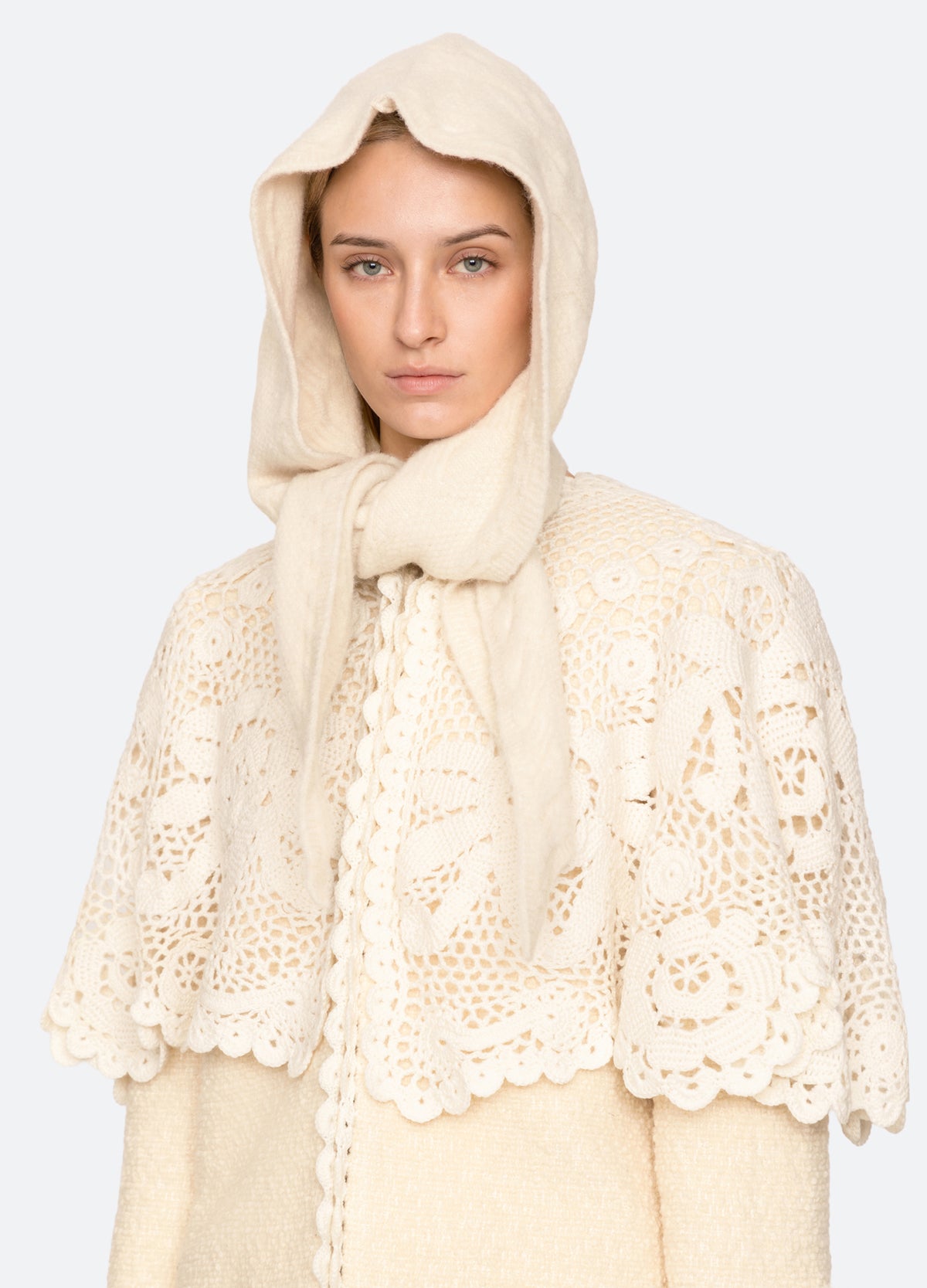 cream-allen scarf hat-three quarter view - 6