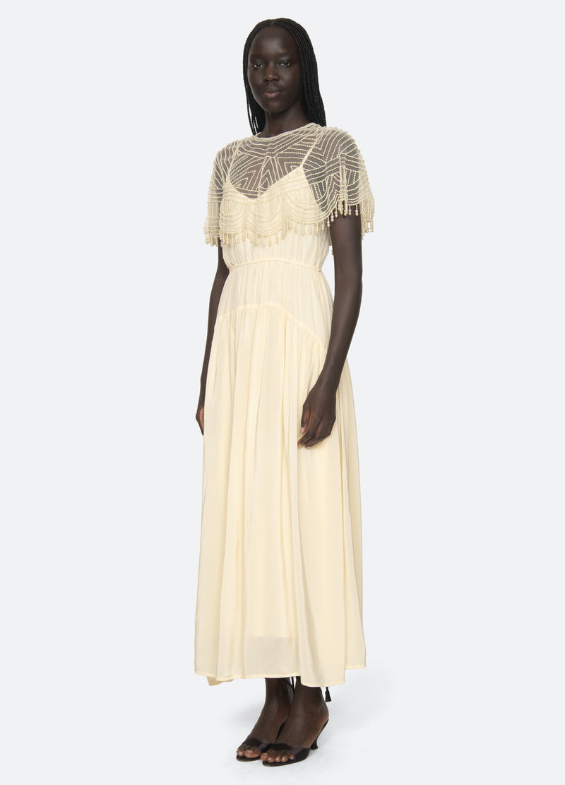 cream-carlotta dress-three quarter view - 12
