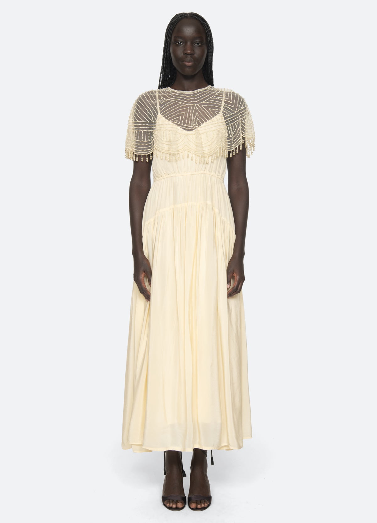 cream-carlotta dress-front view - 13