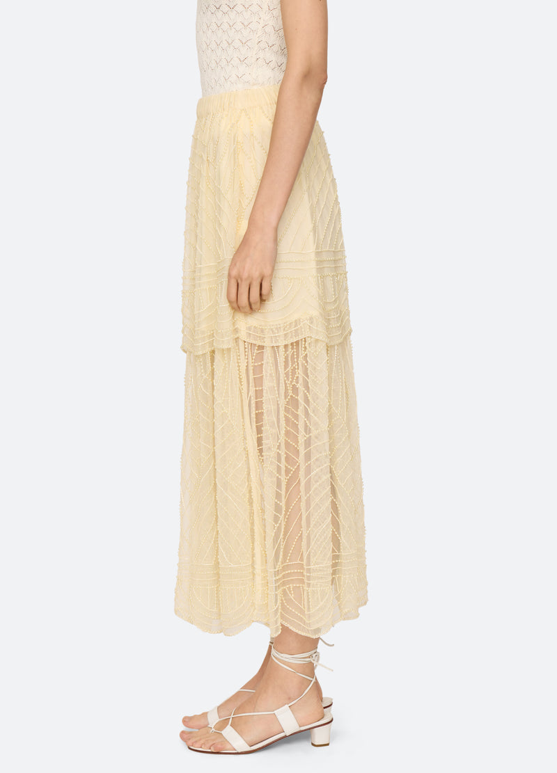 cream-carlotta skirt-side view - 4