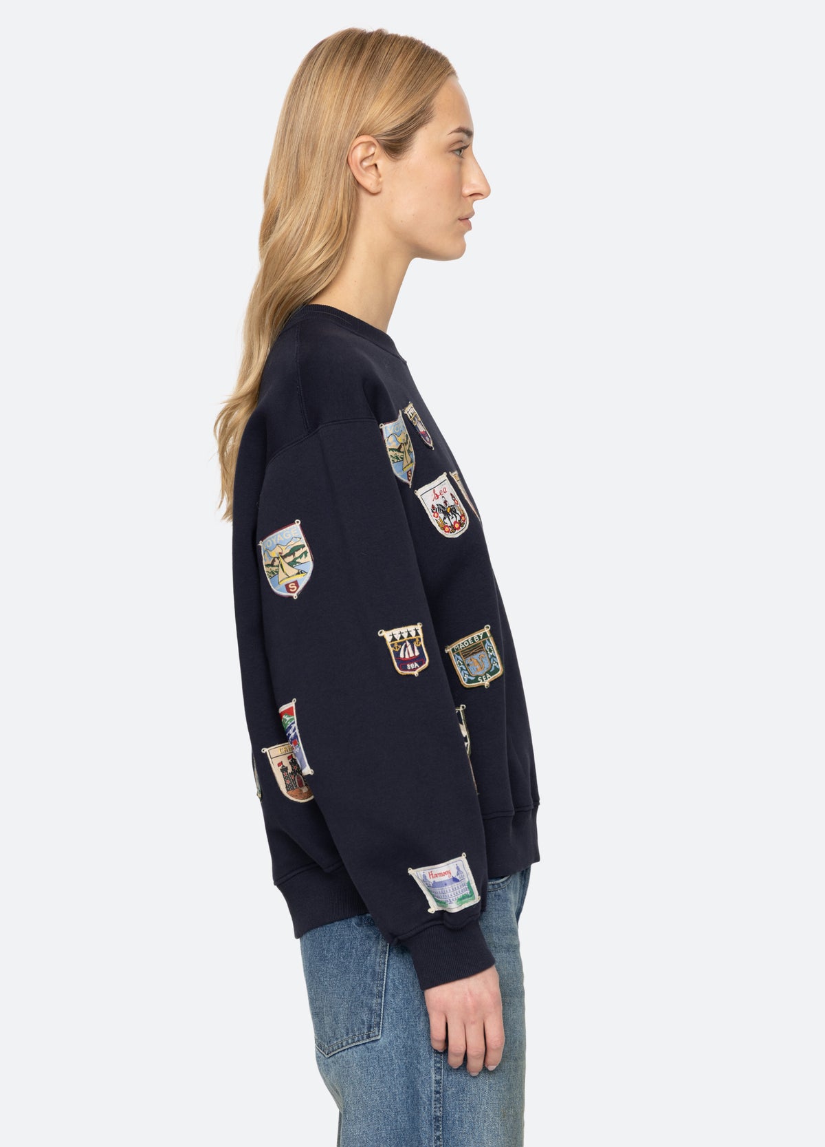 navy-davis sweatshirt-side view 2 - 5