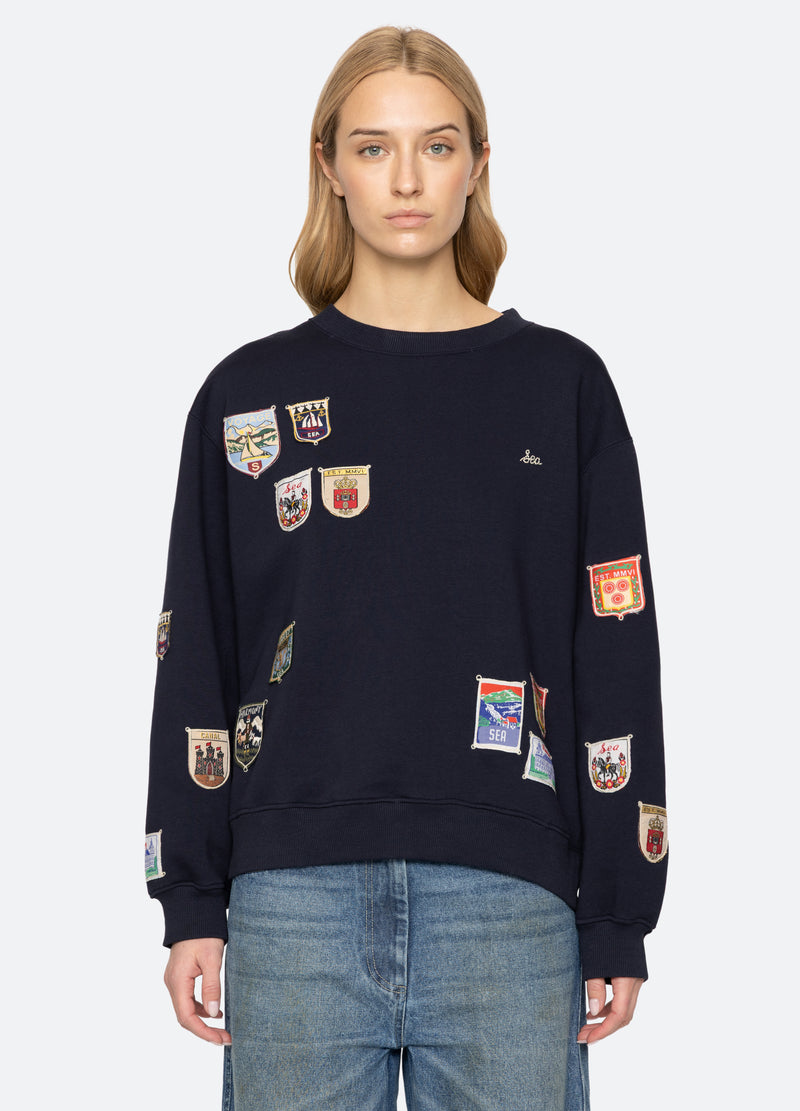 navy-davis sweatshirt-front view 2 - 7