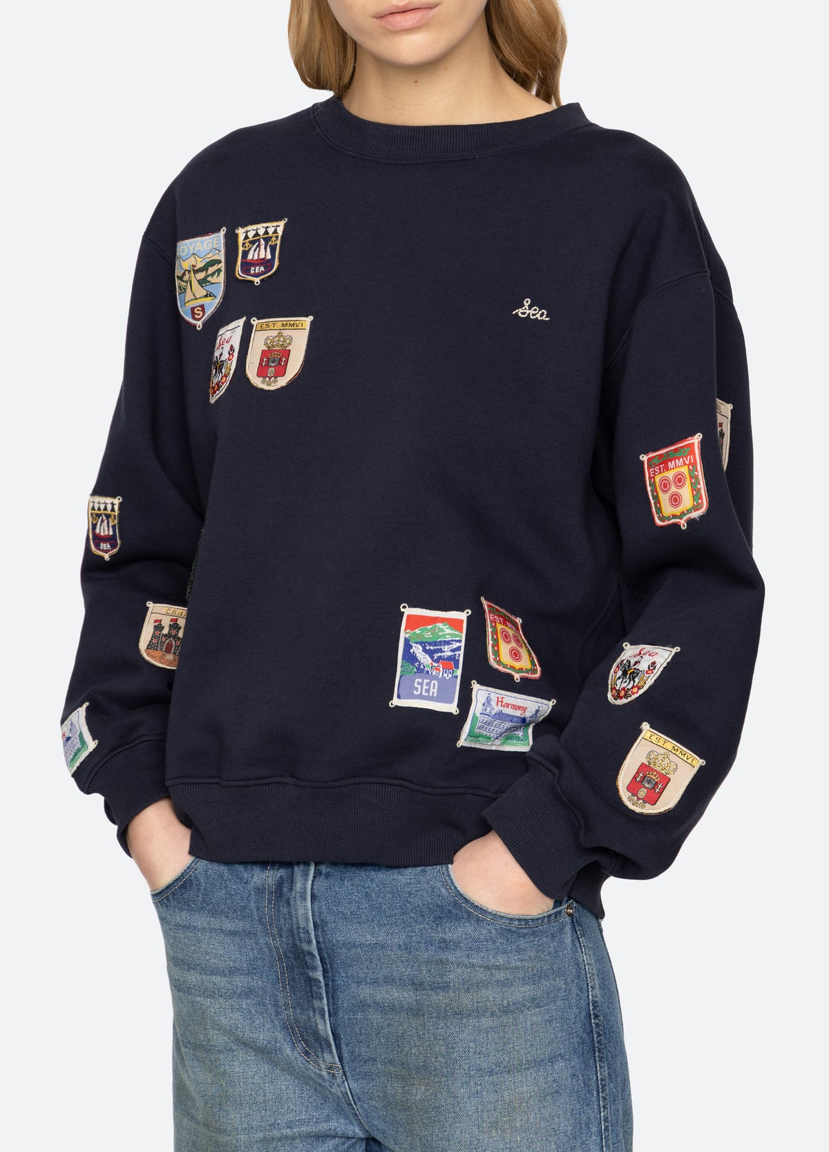 navy-davis sweatshirt-detail view - 8
