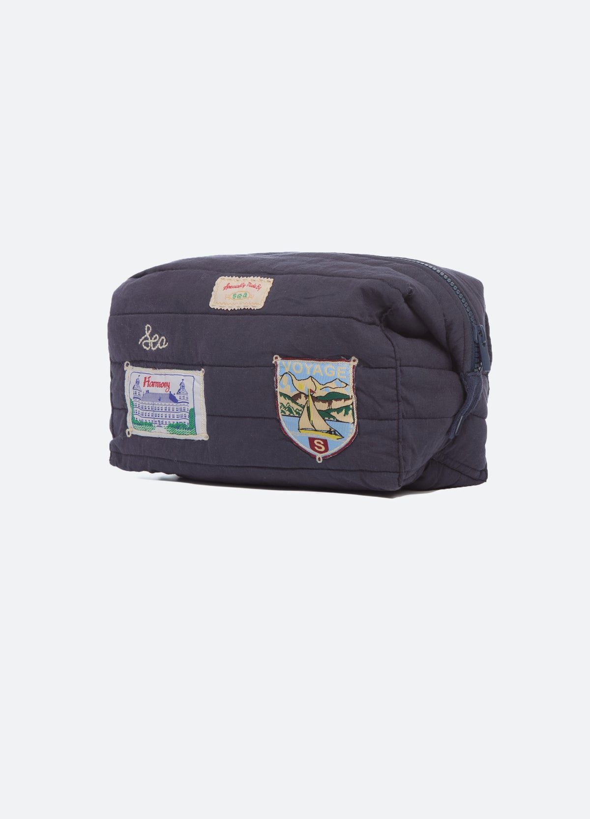 navy-davis cosmetic bag-three quarter view - 2