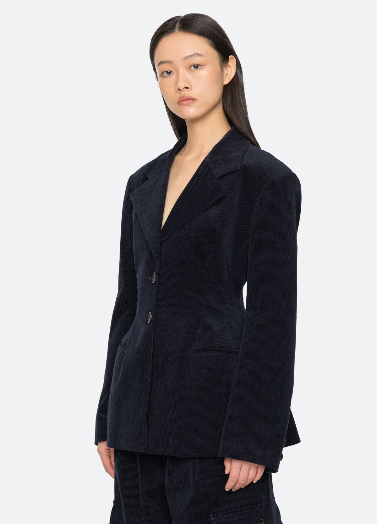 navy-garrett blazer-three quarter view - 4