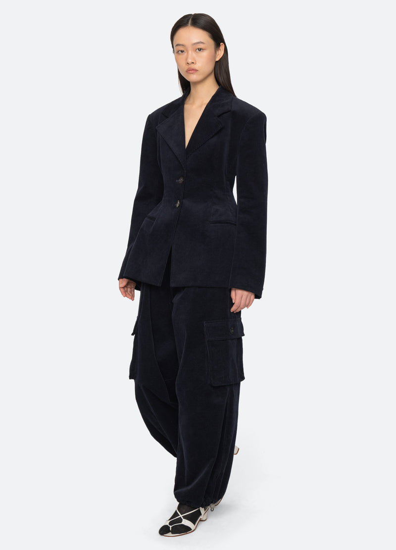 navy-garrett blazer-full body view - 7