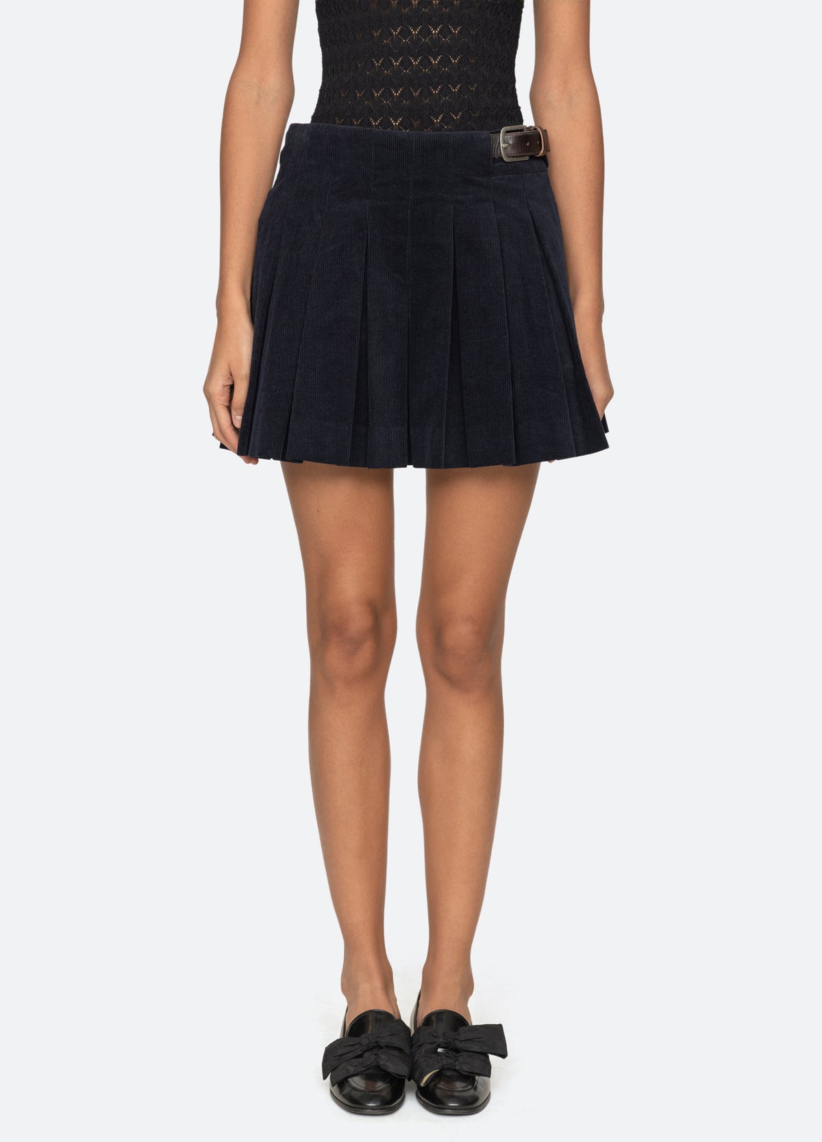 navy-garrett mini skirt-front view