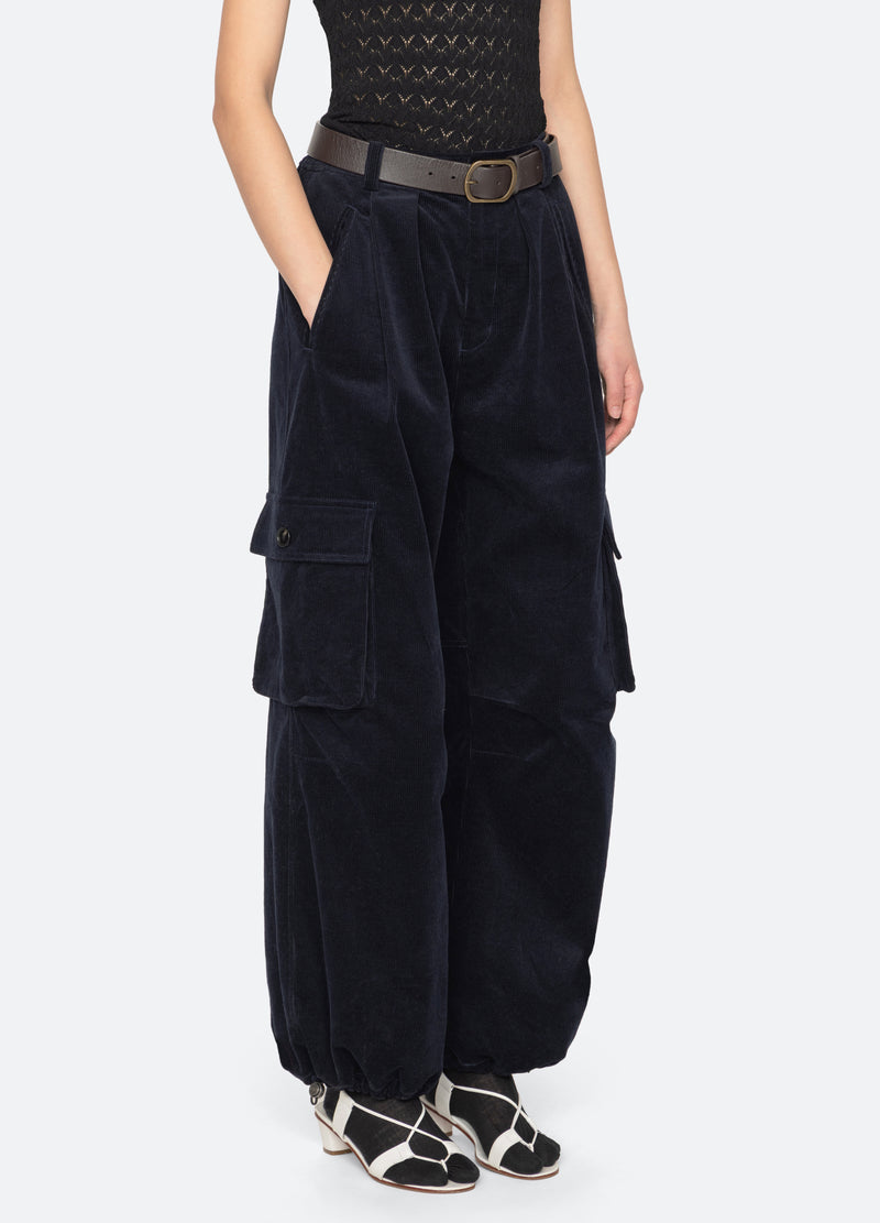 navy-garrett pants-three quarter view - 5