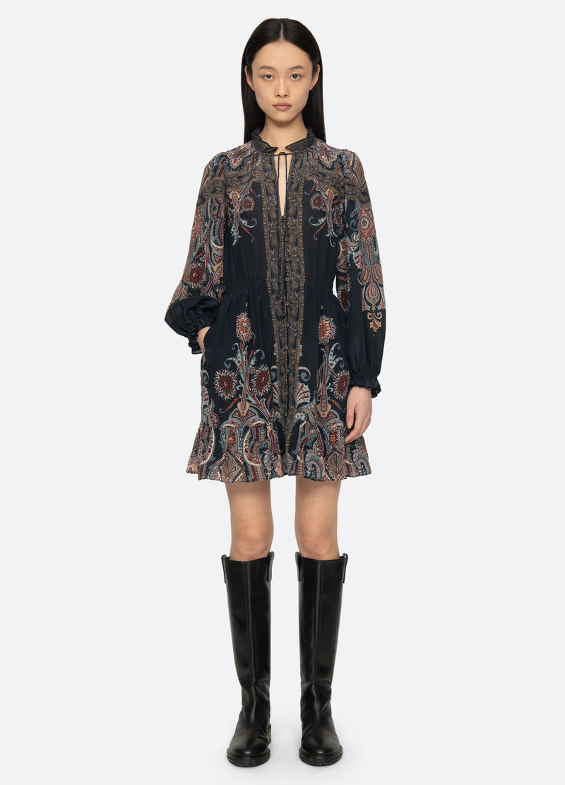 navy-hyacinth mini dress-front view - 6