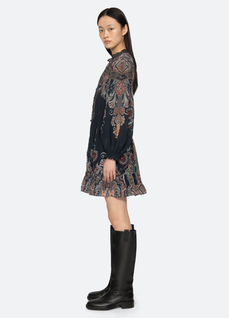 navy-hyacinth mini dress-side view - 4