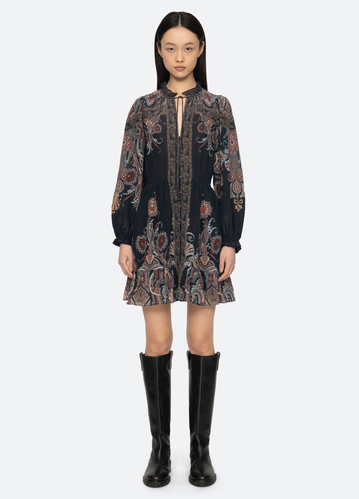 navy-hyacinth mini dress-front view 2 - 7