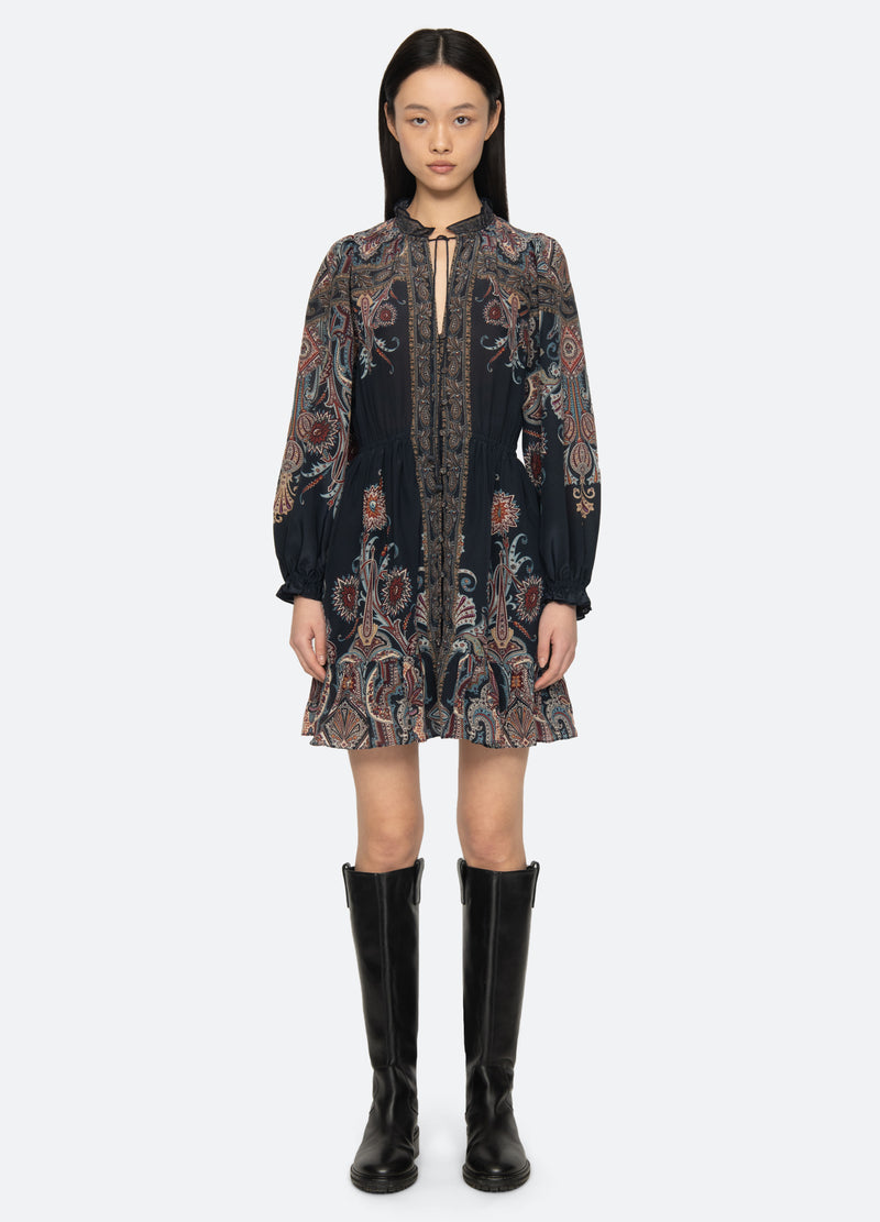 navy-hyacinth mini dress-front view 2 - 7