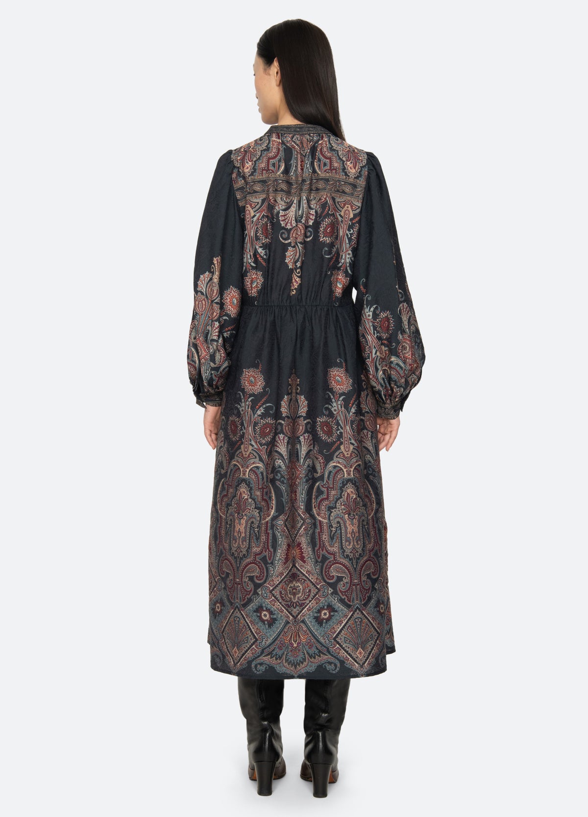 navy-hyacinth dress-back view - 2