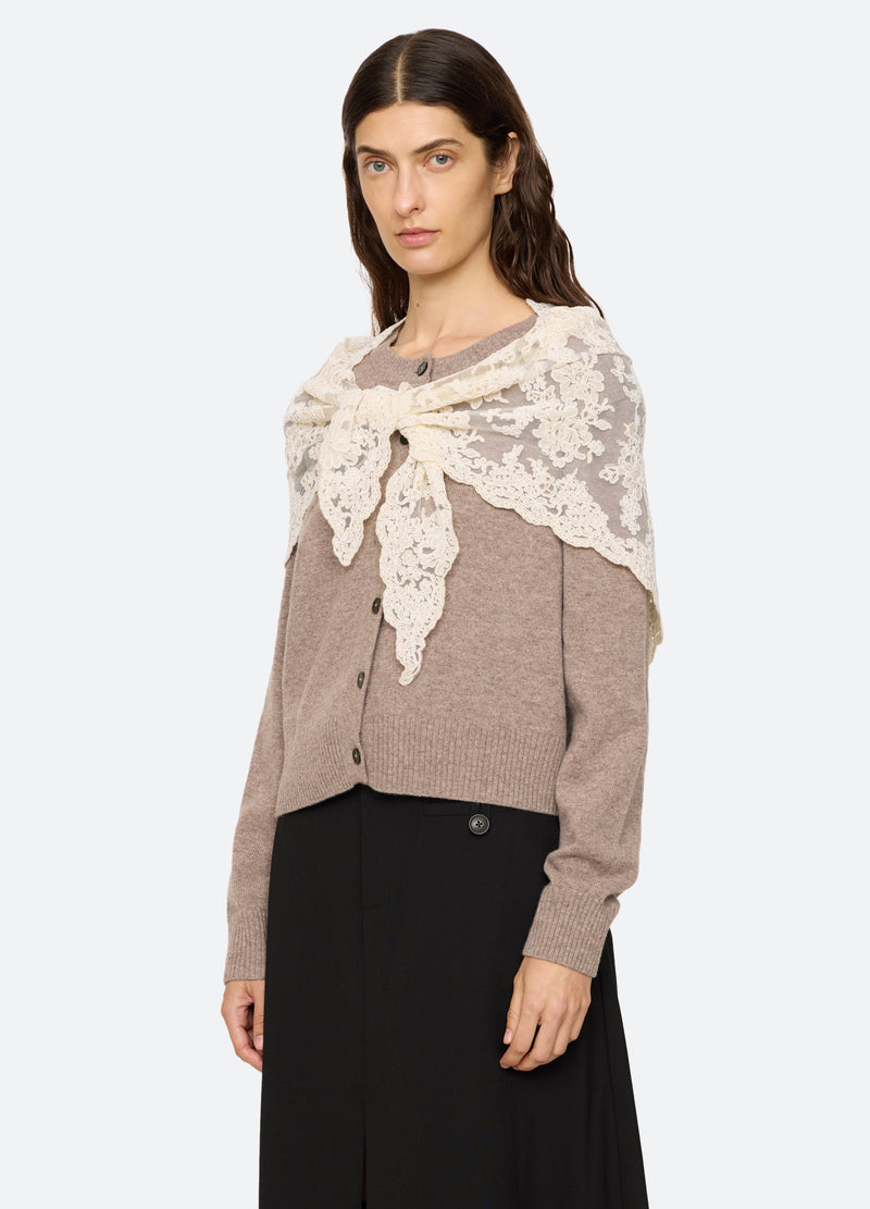 taupe-kirra cardigan-three quarter view - 5
