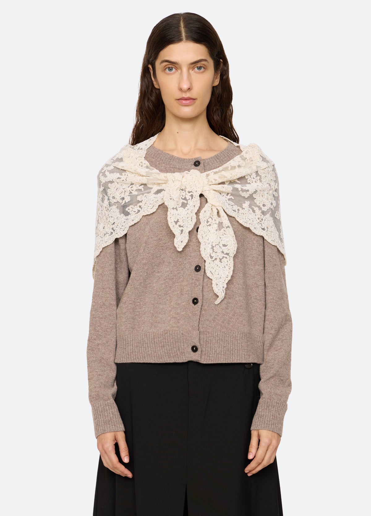 taupe-kirra cardigan-front view 2 - 2
