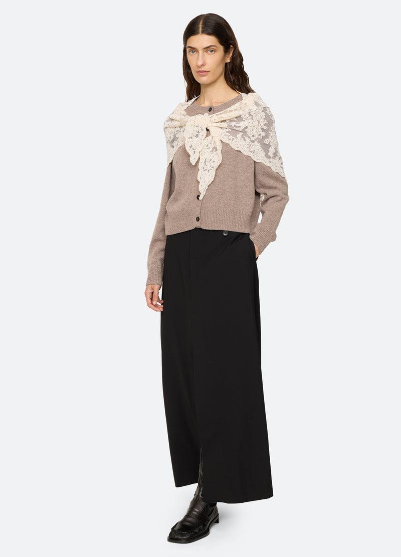 taupe-kirra cardigan-full body view - 8