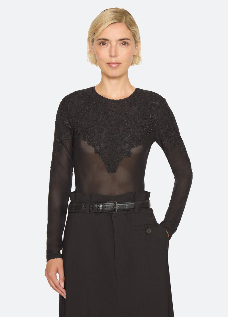 black-kirra bodysuit-front view - 1