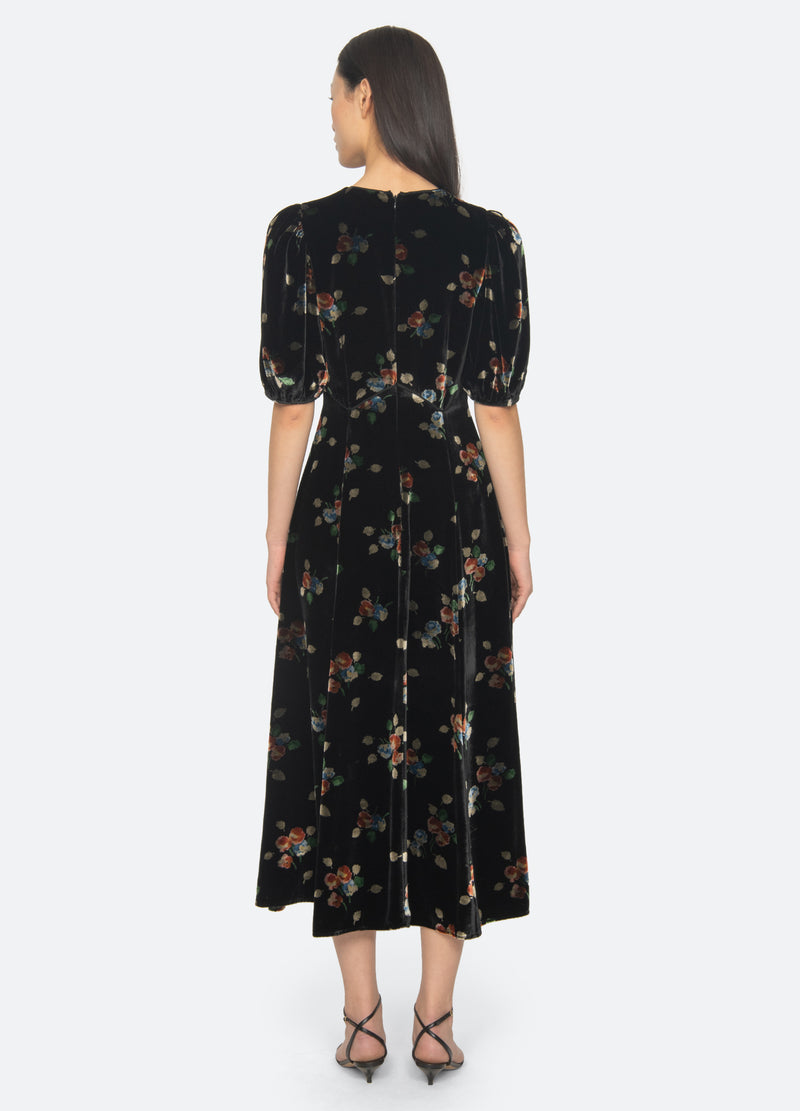 Sea 's Leda Velvet Midi Dress - Black