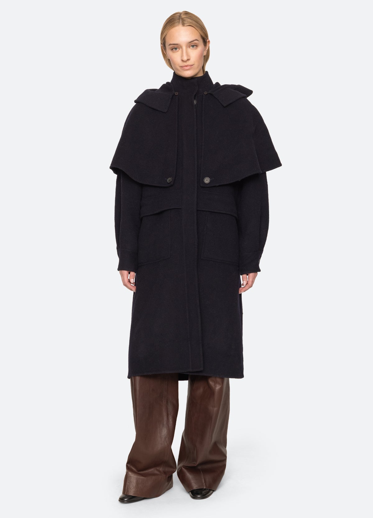 navy-lona coat-front view - 2