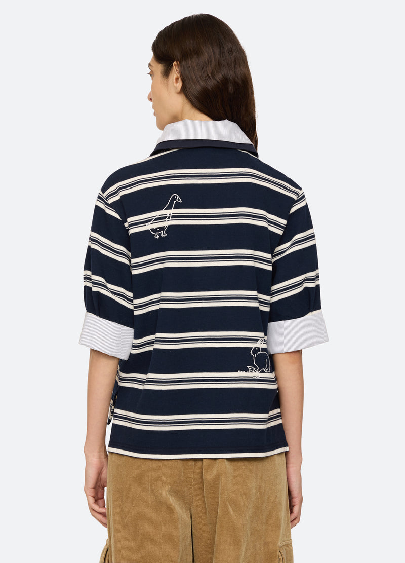 navy-mina polo-back view - 2