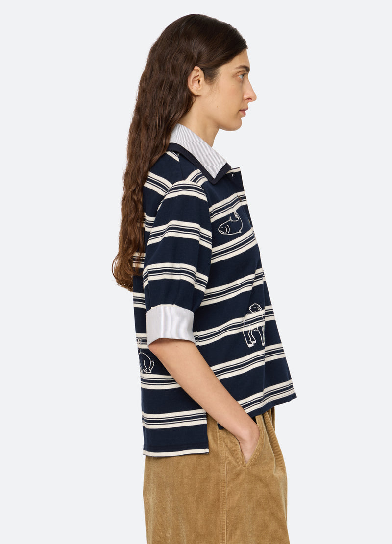 navy-mina polo-side view - 4