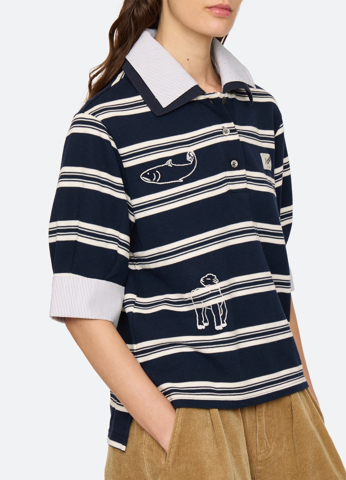 navy-mina polo-detail view - 7