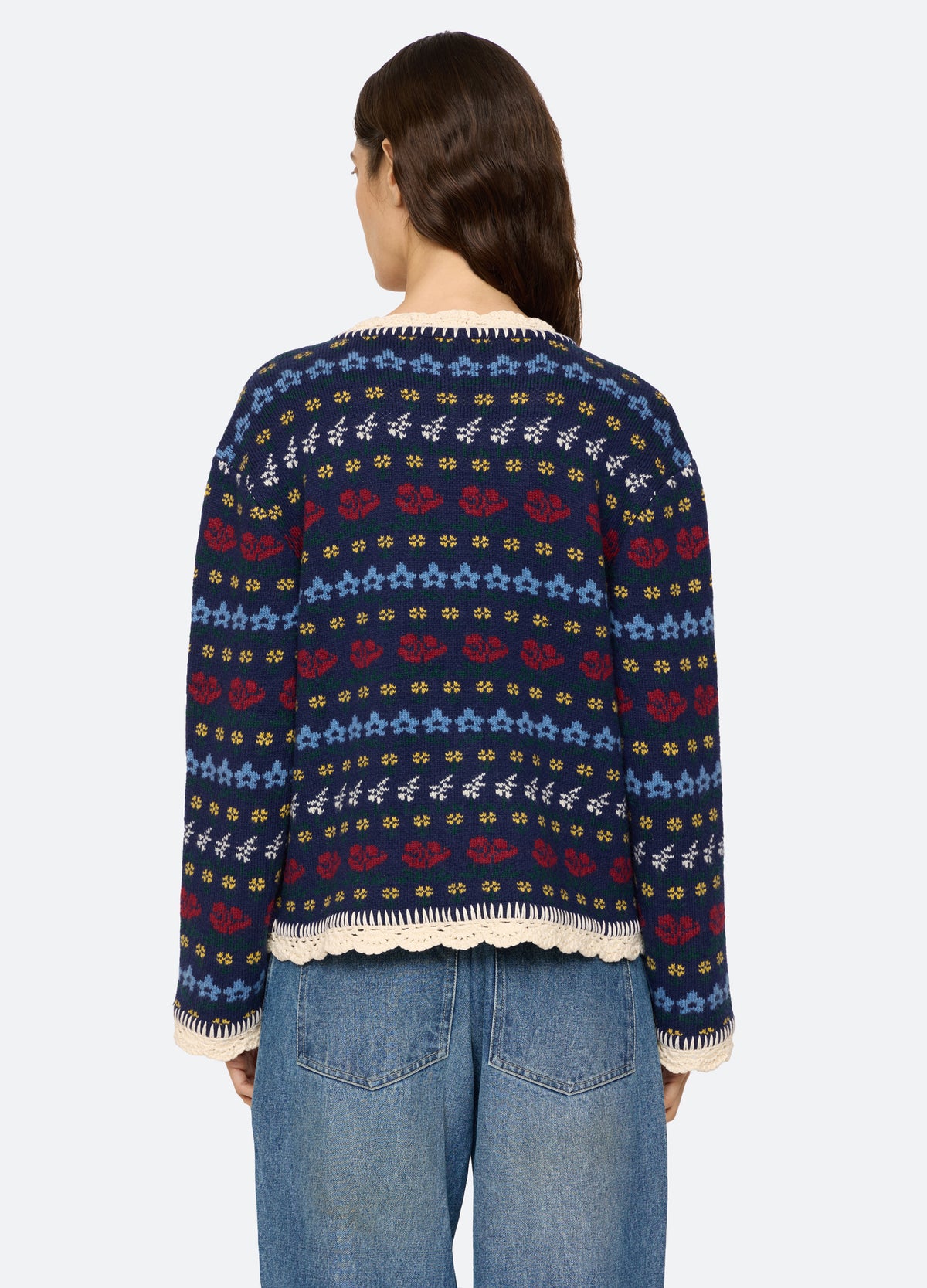 navy-preston cardigan-back view - 2