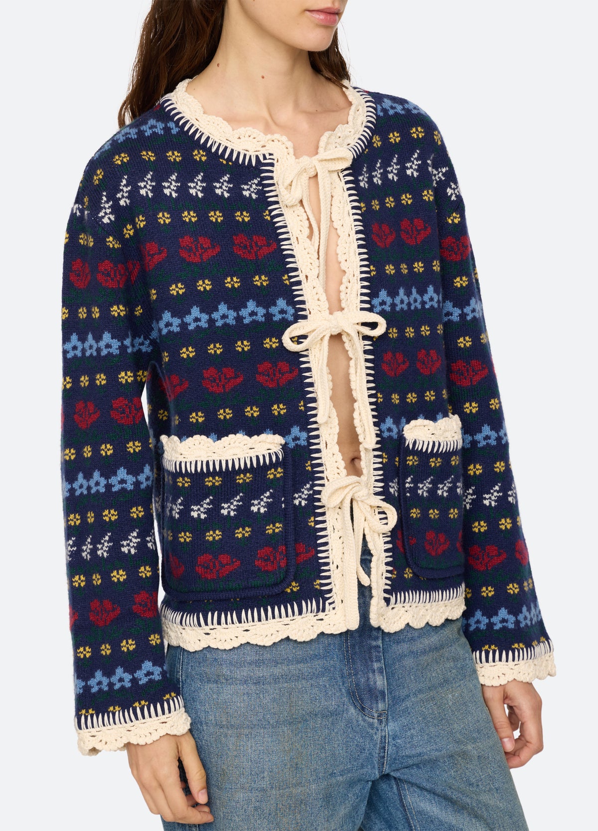 navy-preston cardigan-detail view - 6