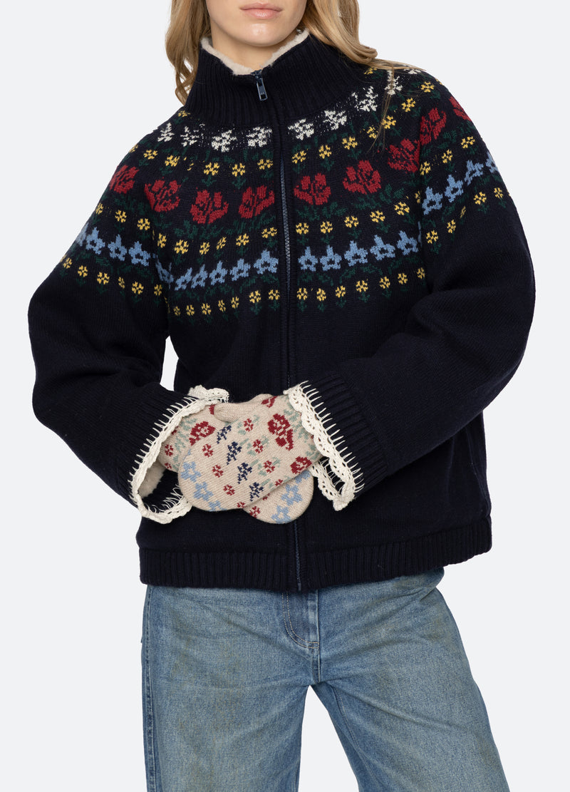 cream-preston mitten-on model view - 2