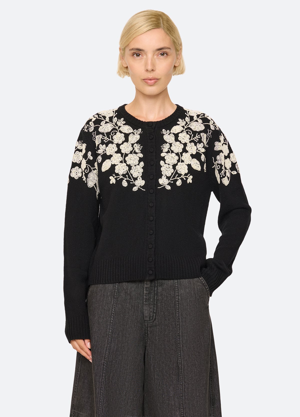 black-shiloh cardigan-front view - 3