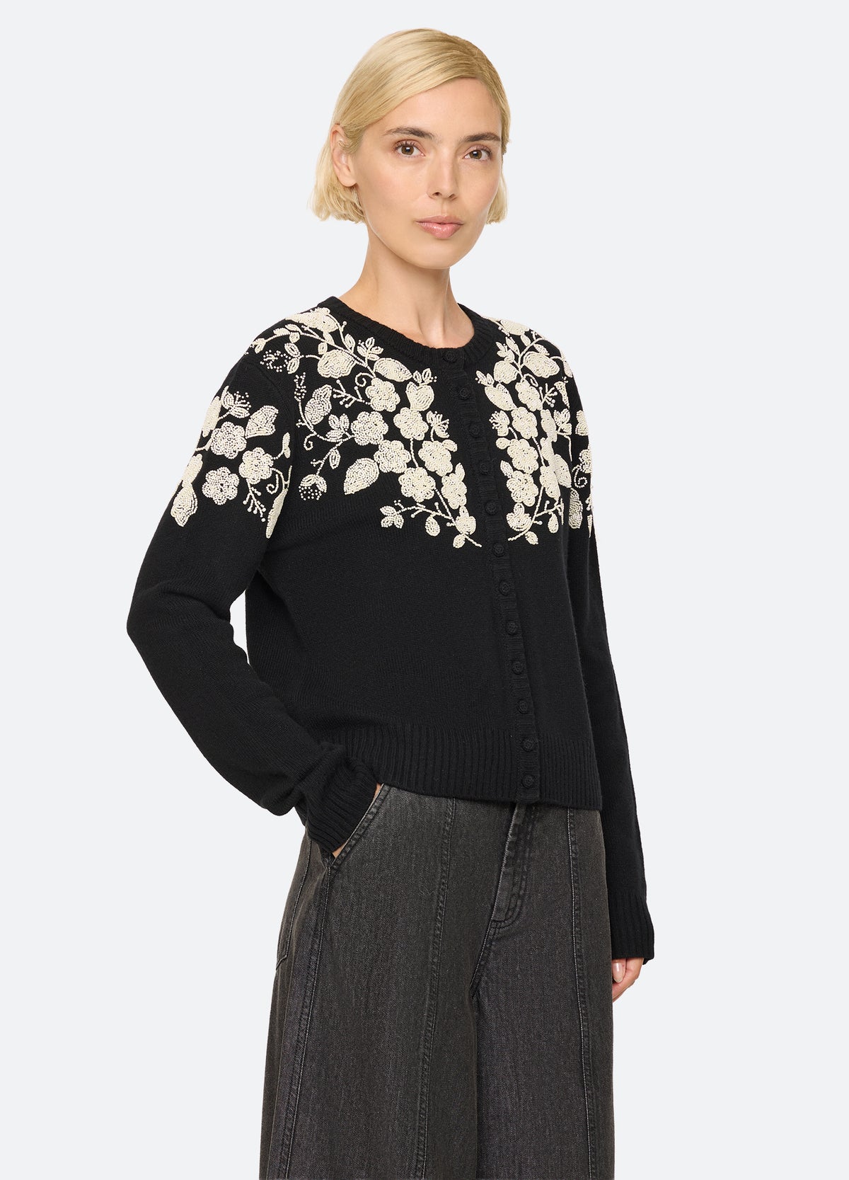 black-shiloh cardigan-three quarter view - 5