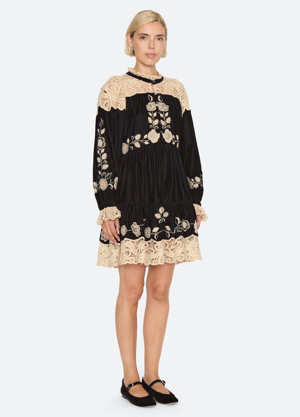 black-shiloh mini dress-three quarter view - 5