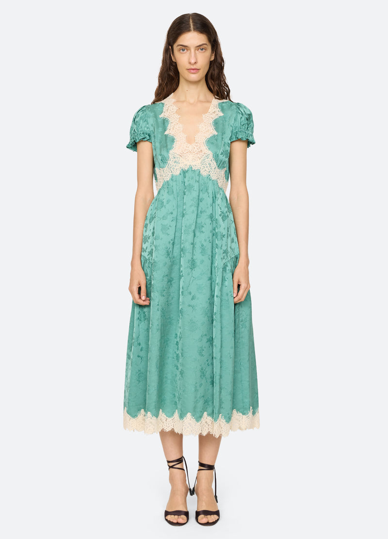 seaglass-shay v-neck dress-front view - 2