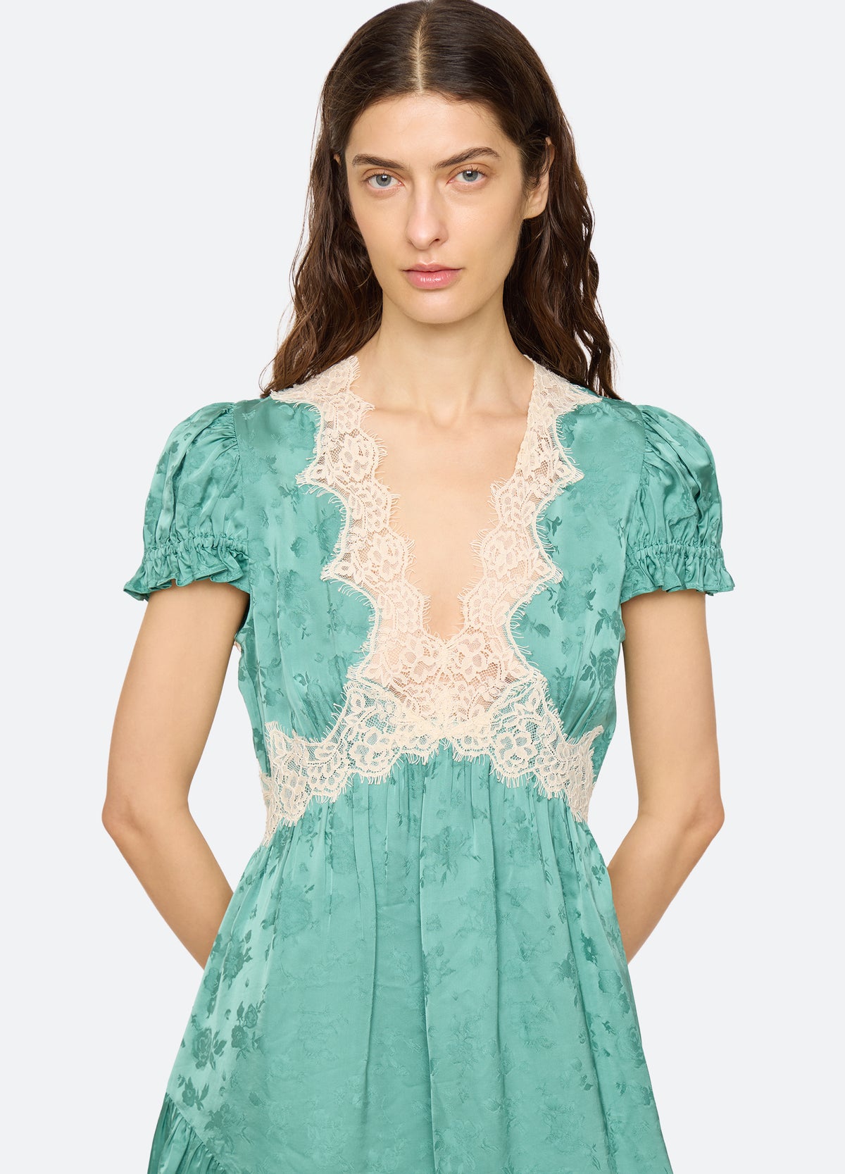 seaglass-shay v-neck dress-detail view - 7