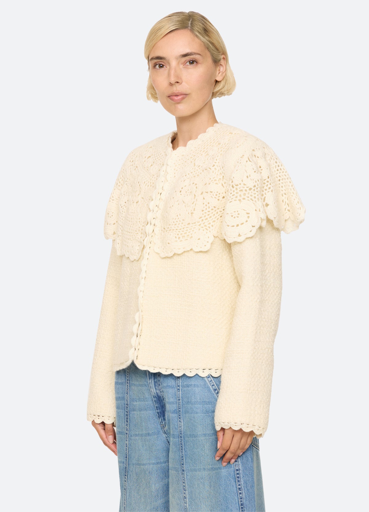 cream-wright cape jacket-three quarter view - 5