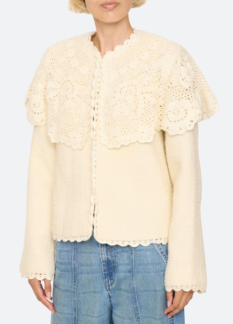 cream-wright cape jacket-detail view - 7