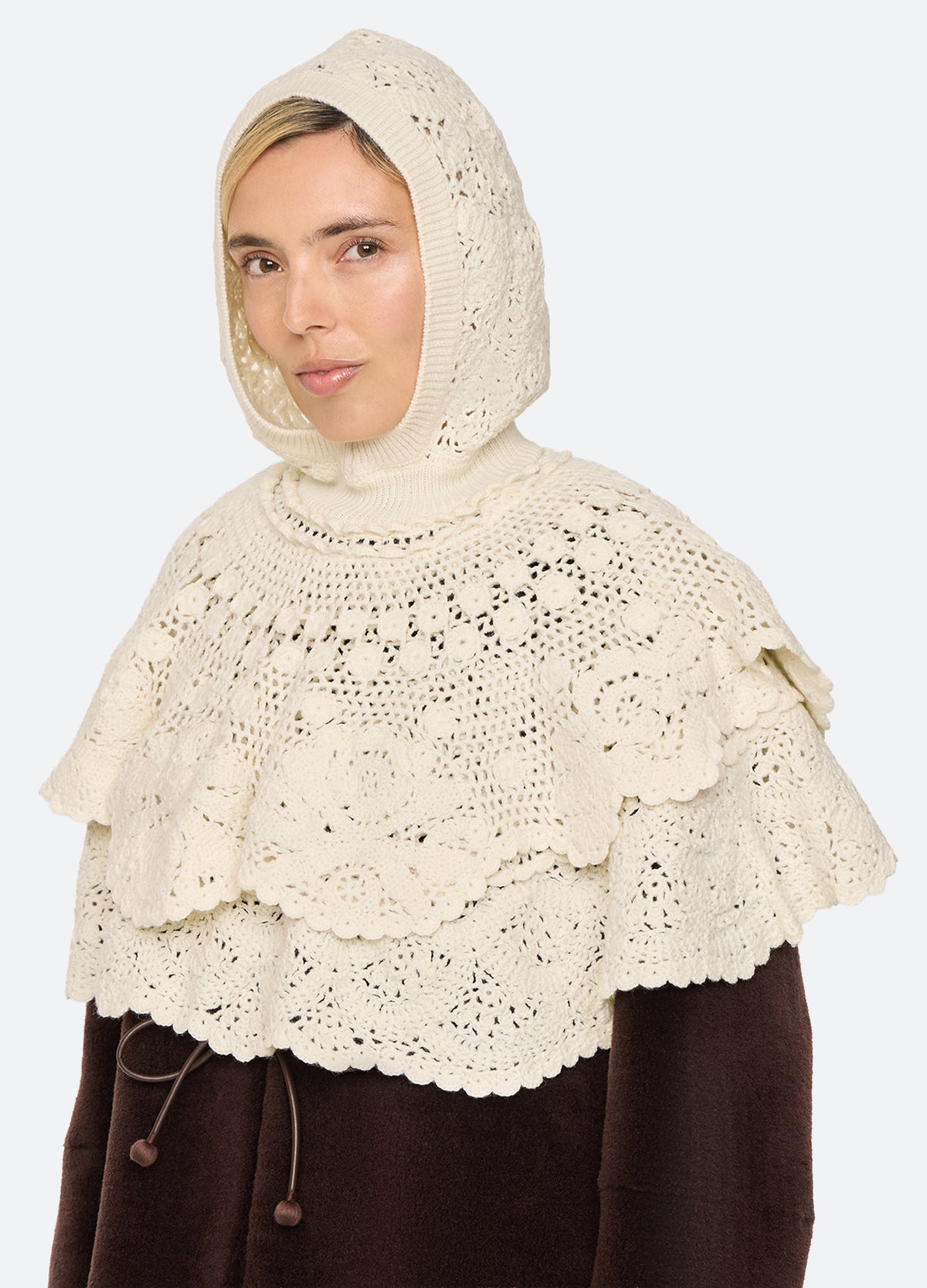 cream-wright poncho-three quarter view - 6
